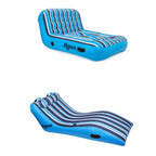 Aqua Ultra Cushioned Comfort Lounge Inflatable Swimming Pool Float with Pillow &amp; 2 Person Pool Float Recliner Lounger Set, Blue