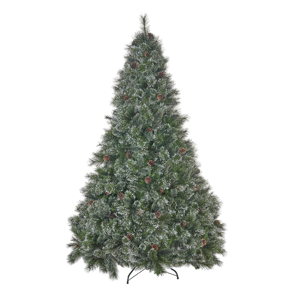 GDF Studio Green Hinged Mixed Needles Cashmere Pinecones Artificial Christmas Tree, 7.5'