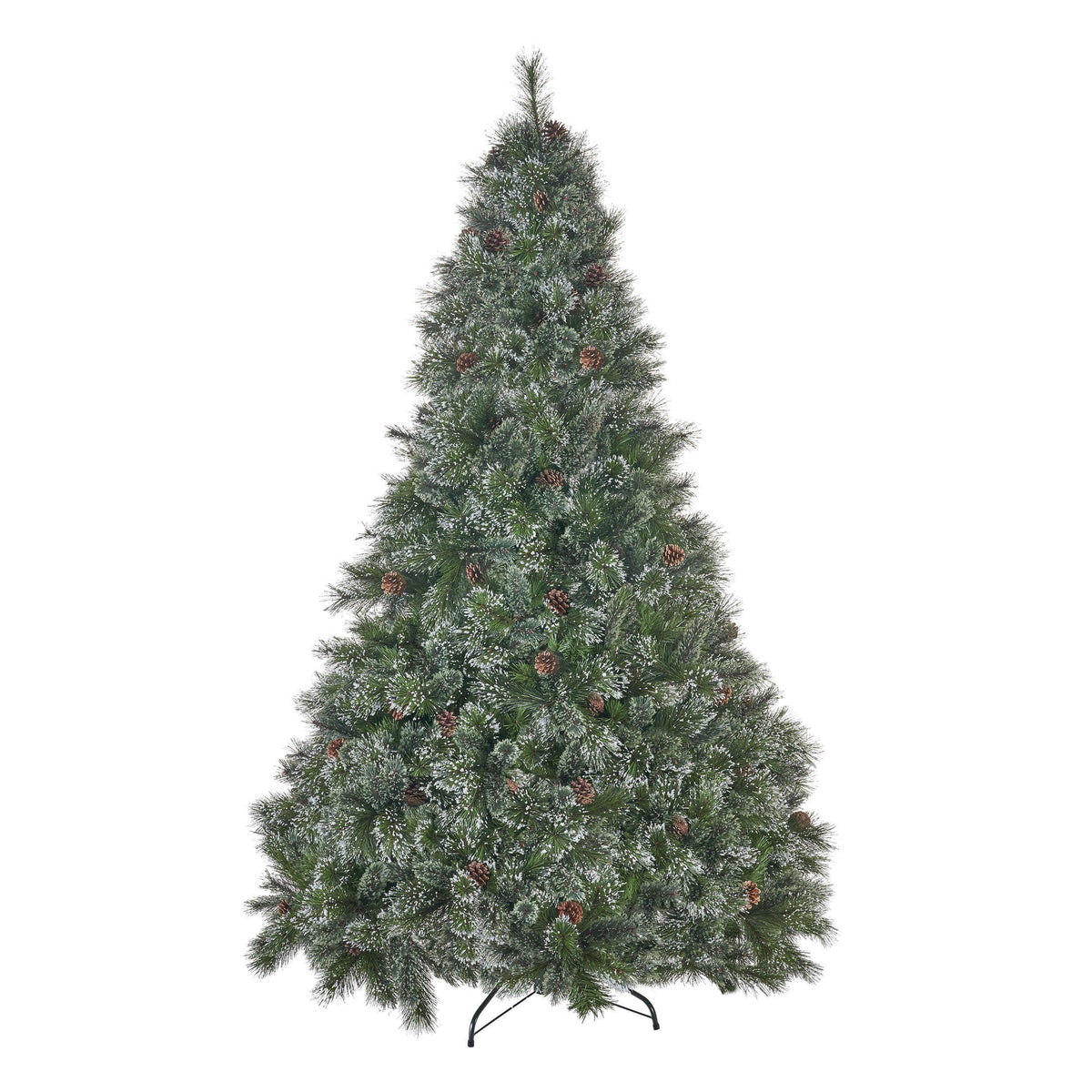GDF Studio Green Hinged Mixed Needles Cashmere Pinecones Artificial Christmas Tree, 7.5'