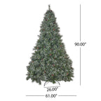 GDF Studio Green Hinged Mixed Needles Cashmere Pinecones Artificial Christmas Tree, 7.5'