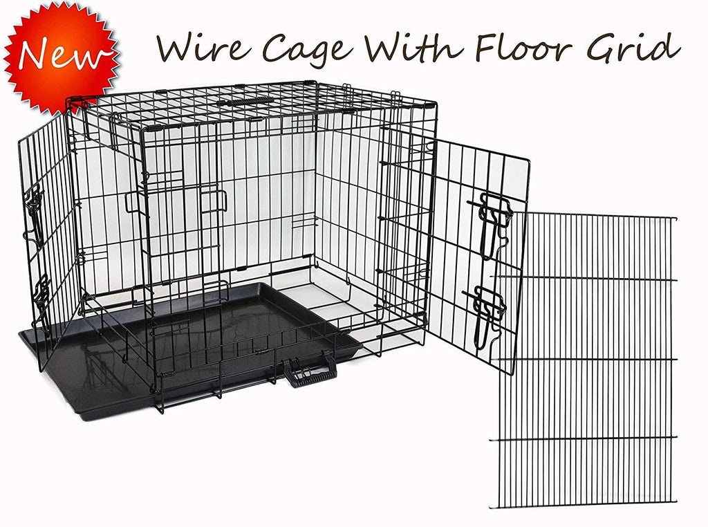 Homey Pet-18 24" 30" 36", 42", or 48" Wire Folding Cawith Pull Out Tray and Optional Floor Grid