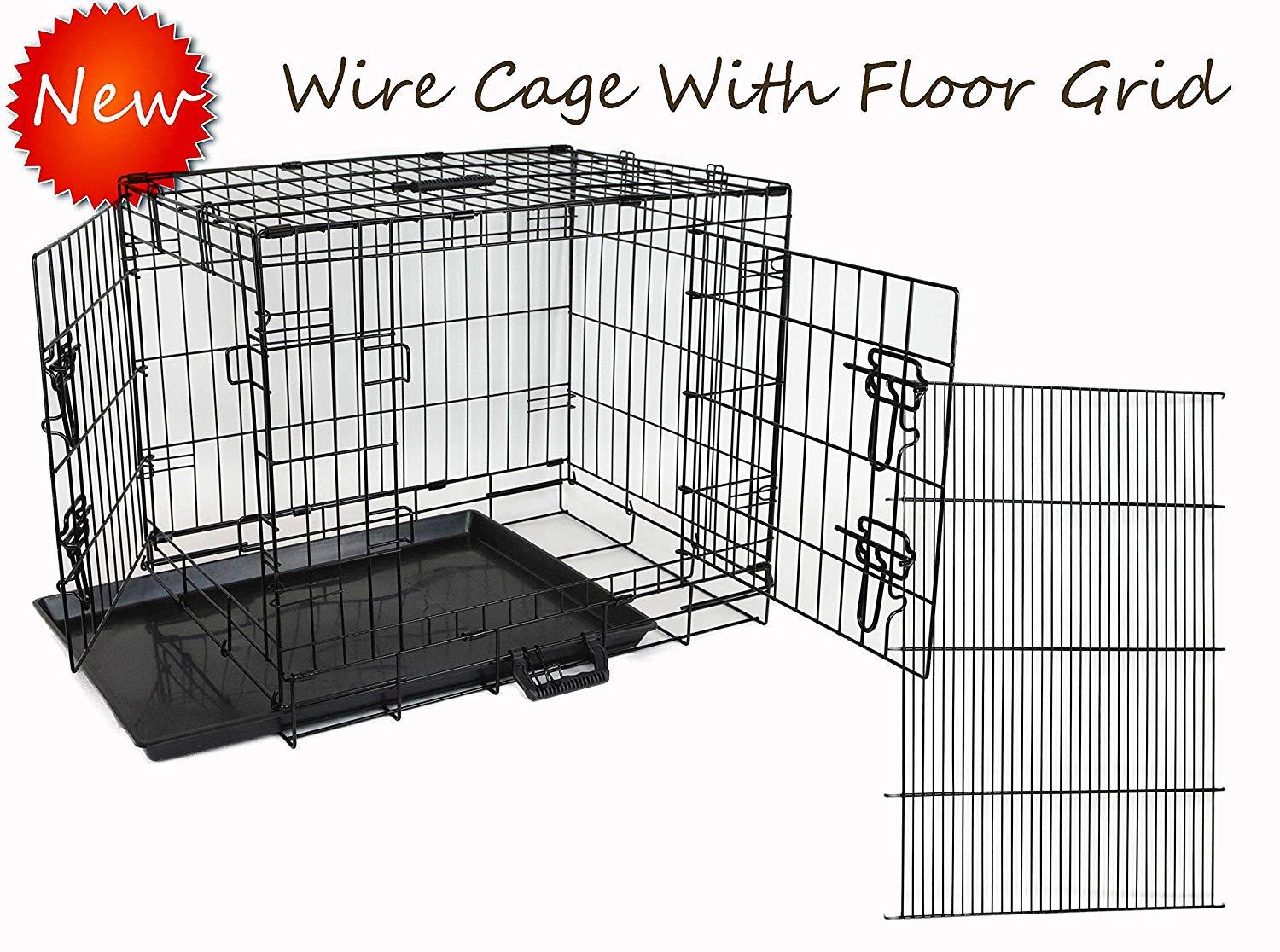 Homey Pet-18 24" 30" 36", 42", or 48" Wire Folding Cawith Pull Out Tray and Optional Floor Grid