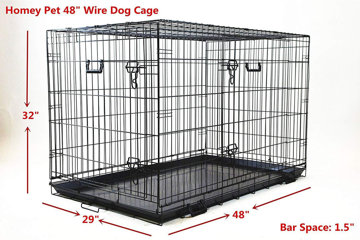 Homey Pet-18 24" 30" 36", 42", or 48" Wire Folding Cawith Pull Out Tray and Optional Floor Grid