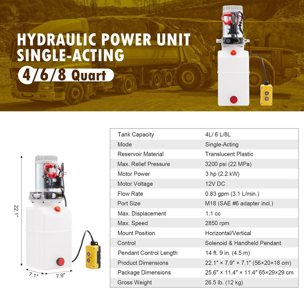 Preenex Hydraulic Pump Power Unit Single Double Acting 4/6/8/10/12/15