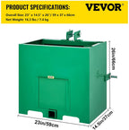 bestequip 3 point ballast box, 800lbs capacity hitch ballast box, standard 2'' hitch receiver, tractor ballast box with 5cu.ft volume, heavy duty steel, fits category 1 tractor attachment,green