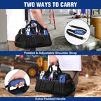 16-inch Wide Mouth Tool Bag with Water Proof Molded Base | Multi-Pocket, Heavy Duty Cloth, Adjustable Shoulder Strap, Double-pull Zipper, For Workshops, Outdoor Projects