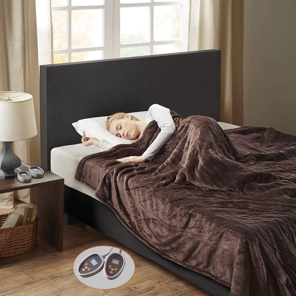 Gracie MIlls Elect Electric Blanket with 20 Heat Level Setting Controller Full: 80x84 Chocolate -WR54-1752