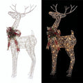 36 in. Gold Wire Christmas Reindeer Decor with White LEDs Large