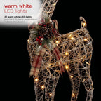 36 in. Gold Wire Christmas Reindeer Decor with White LEDs Large