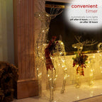36 in. Gold Wire Christmas Reindeer Decor with White LEDs Large