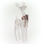36 in. Gold Wire Christmas Reindeer Decor with White LEDs Large