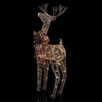 36 in. Gold Wire Christmas Reindeer Decor with White LEDs Large