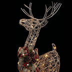 36 in. Gold Wire Christmas Reindeer Decor with White LEDs Large