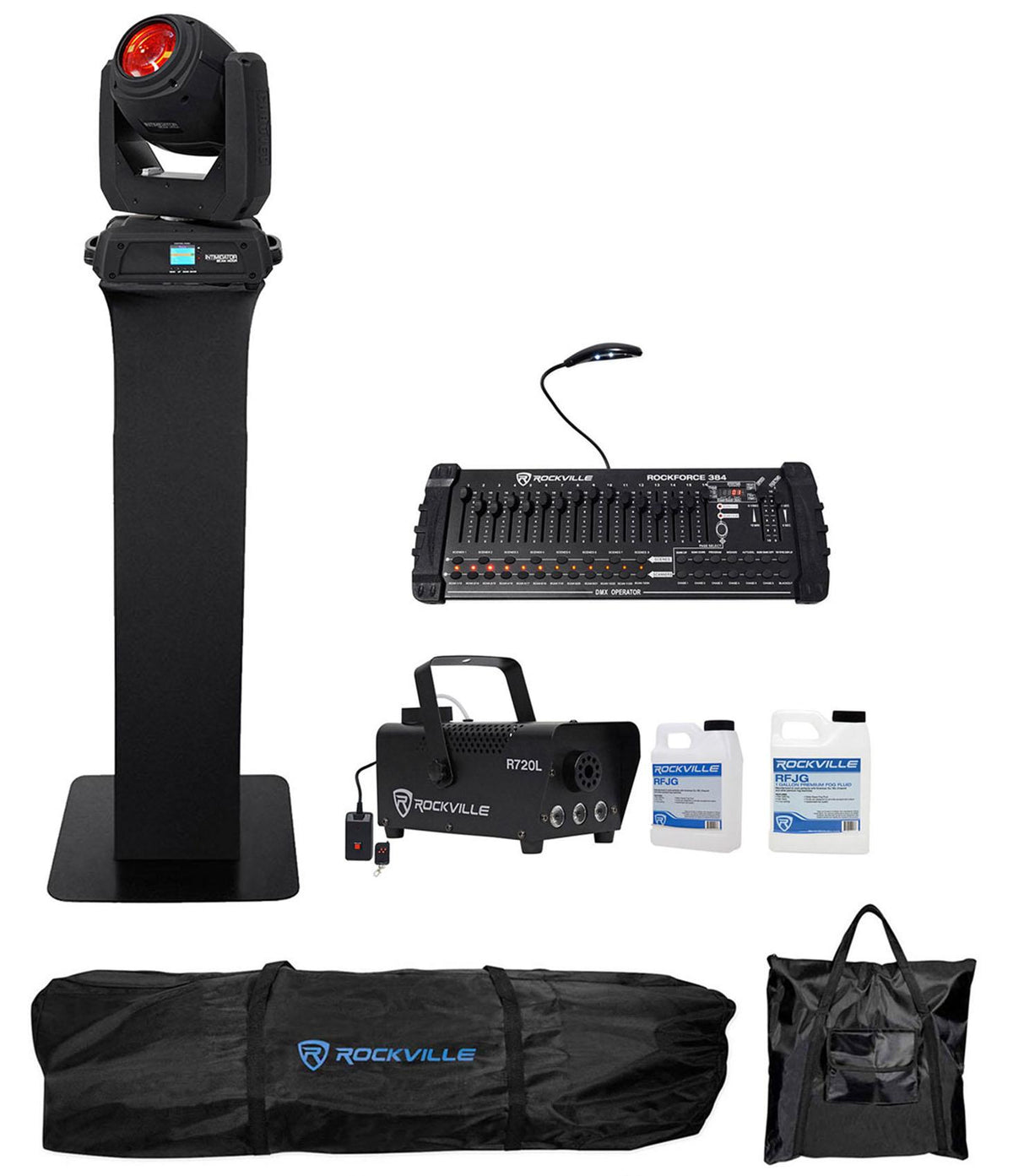 Chauvet DJ Intimidator Beam 140SR DMX Moving Head+Totem Stand+Controller+Fogger