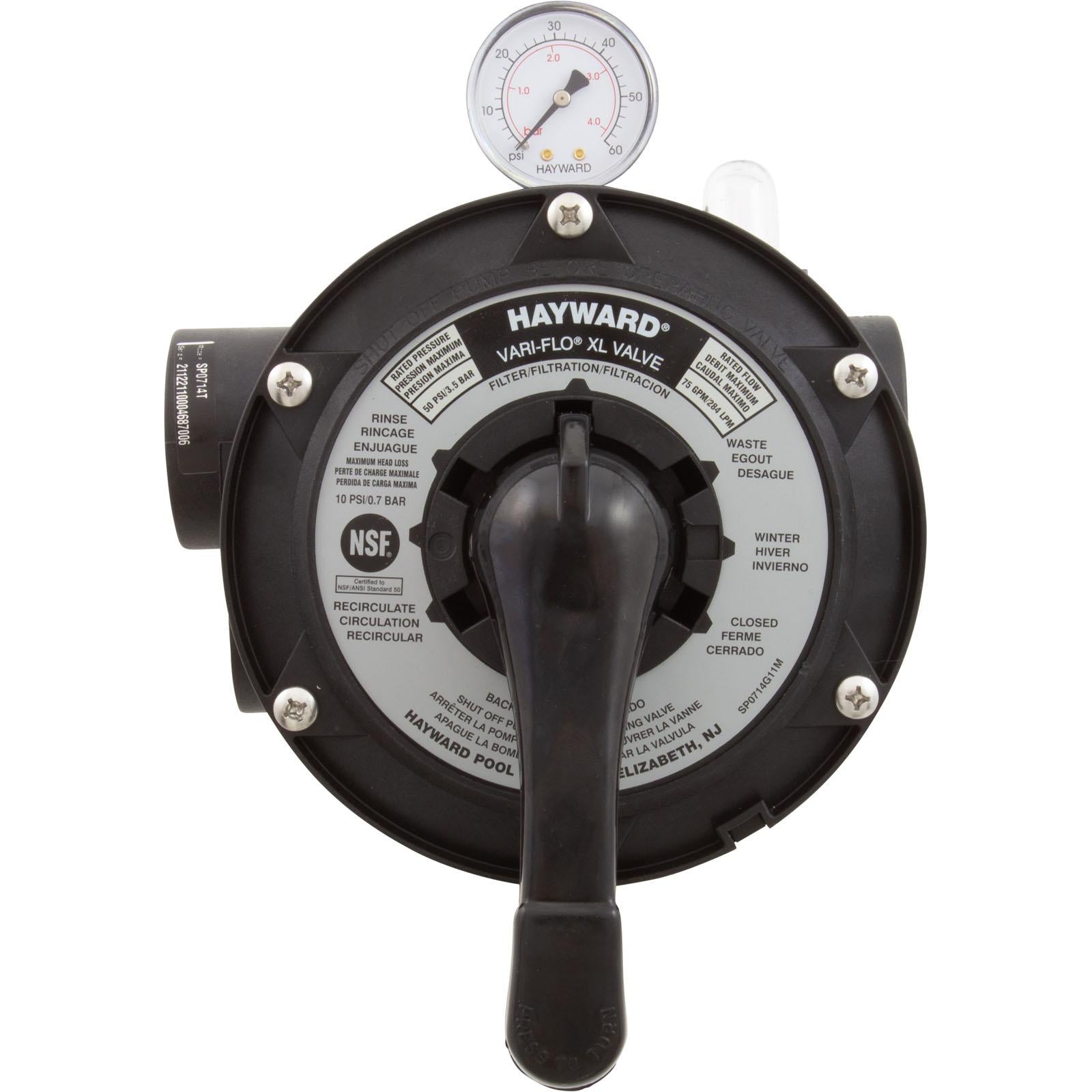 Hayward Multiport Valve, Hayward SP0714T, 1-1/2" Top Mount, 6 Pos