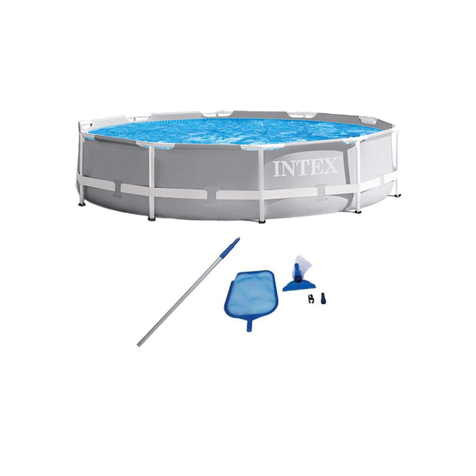 26701EH 10ft x 30in Prism Metal Frame Above Ground Swimming Pool with Filter Pump and Cleaning Maintenance Kit with
