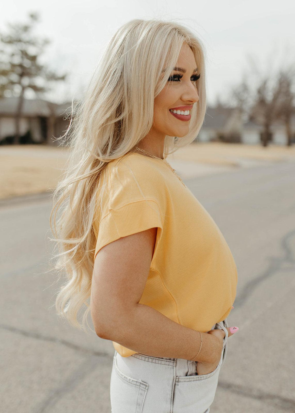 gabby thermal top - apricot cream