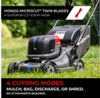 HRX-BE 21-Inch Walk Behind 12 AH Battery Powered Lawn Mower with 2 Battery Bays, Variable Speed Self Propelled Lawn Mower with 2.2 Bushel Capacity, Easy-Off Grass Bag (HRX217YXBEXA6)