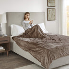 Elect Electric Blanket with Two 20 Heat Level Setting Controllers Queen Mink