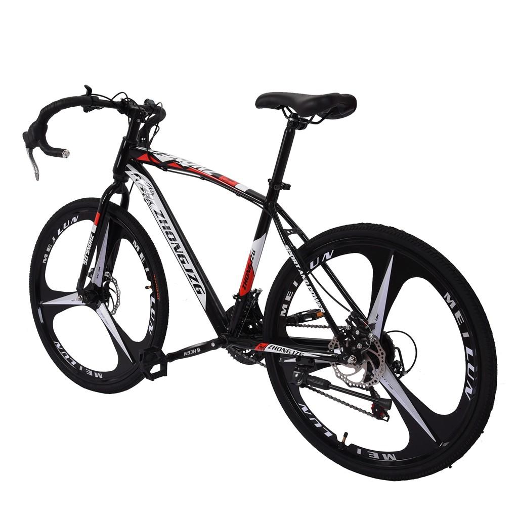 Black Friday Deals! LEBONYARD Commuters Aluminum Full Suspension Road Bike 21 Speed Disc Brakes, 700c, Black