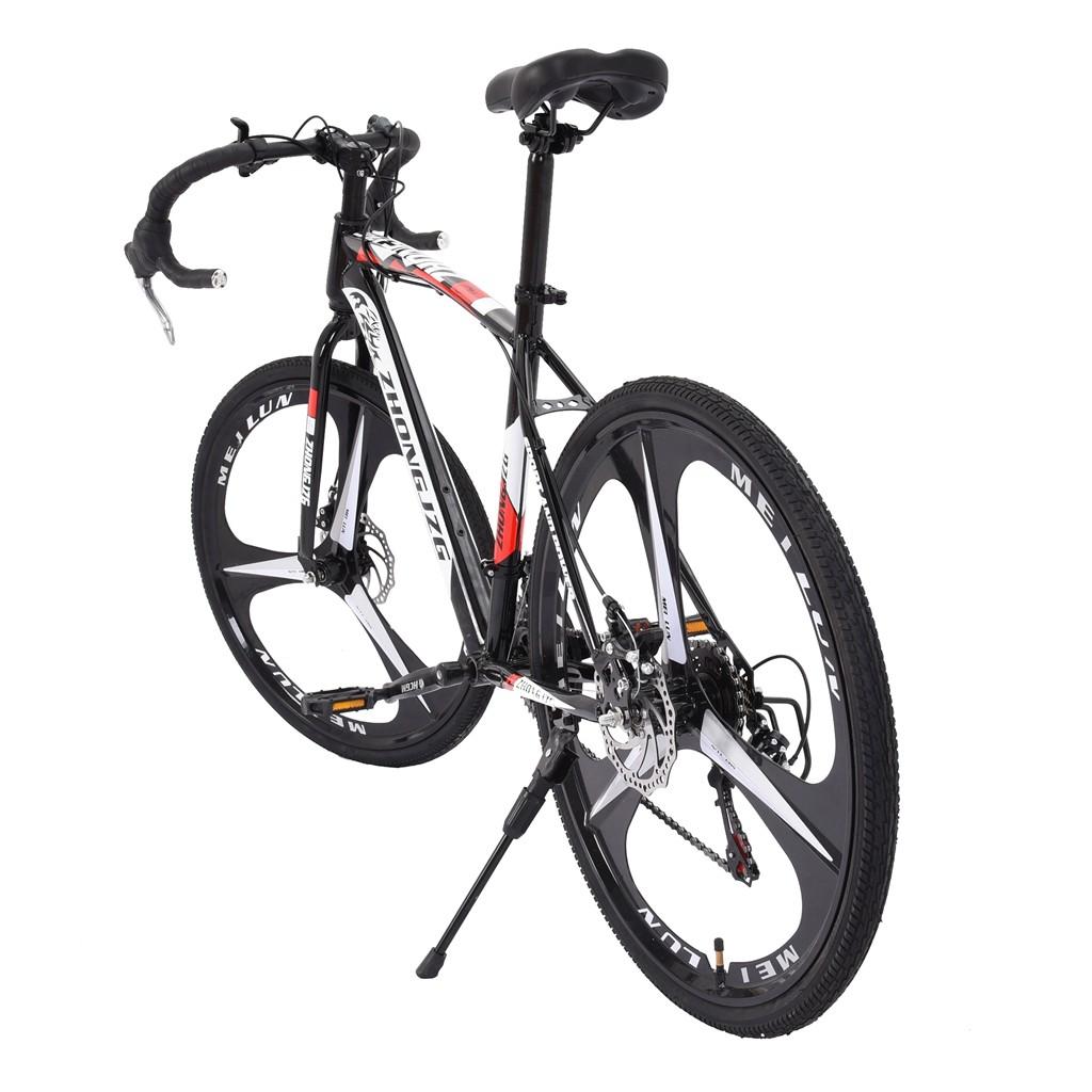 Black Friday Deals! LEBONYARD Commuters Aluminum Full Suspension Road Bike 21 Speed Disc Brakes, 700c, Black