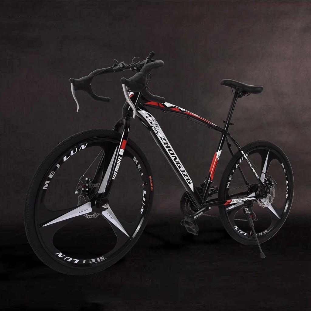 WJHWSW Lightweight Aluminum Road Bike 26in 21 Speed Disc Brakes 700c Wheels Full Suspension Bike Road Bicycles Commuter Bikes for Mens/Womens White
