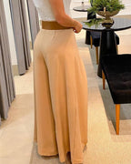 high waisted wide leg ruched pants without belt