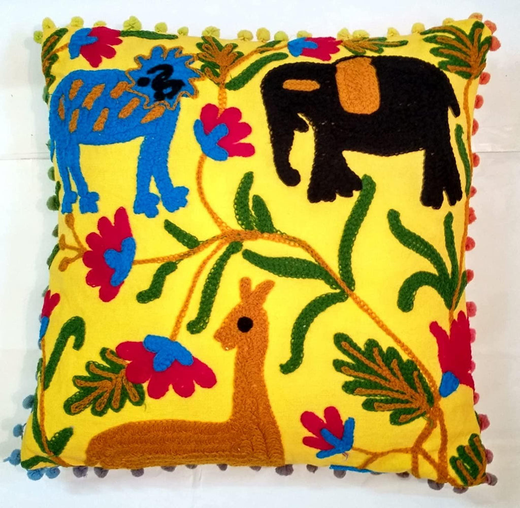 Suzani Cusion Cover, Elephant Print Suzani Pillow, Indian Cushion Cover, Sofa Cushion, Bench Cushion, Pin Cushion, Embroidery Handwork  Cushions