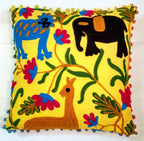 Suzani Cusion Cover, Elephant Print Suzani Pillow, Indian Cushion Cover, Sofa Cushion, Bench Cushion, Pin Cushion, Embroidery Handwork  Cushions