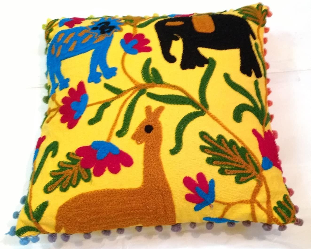 Suzani Cusion Cover, Elephant Print Suzani Pillow, Indian Cushion Cover, Sofa Cushion, Bench Cushion, Pin Cushion, Embroidery Handwork  Cushions
