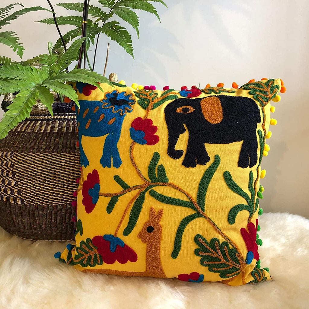 Suzani Cusion Cover, Elephant Print Suzani Pillow, Indian Cushion Cover, Sofa Cushion, Bench Cushion, Pin Cushion, Embroidery Handwork  Cushions