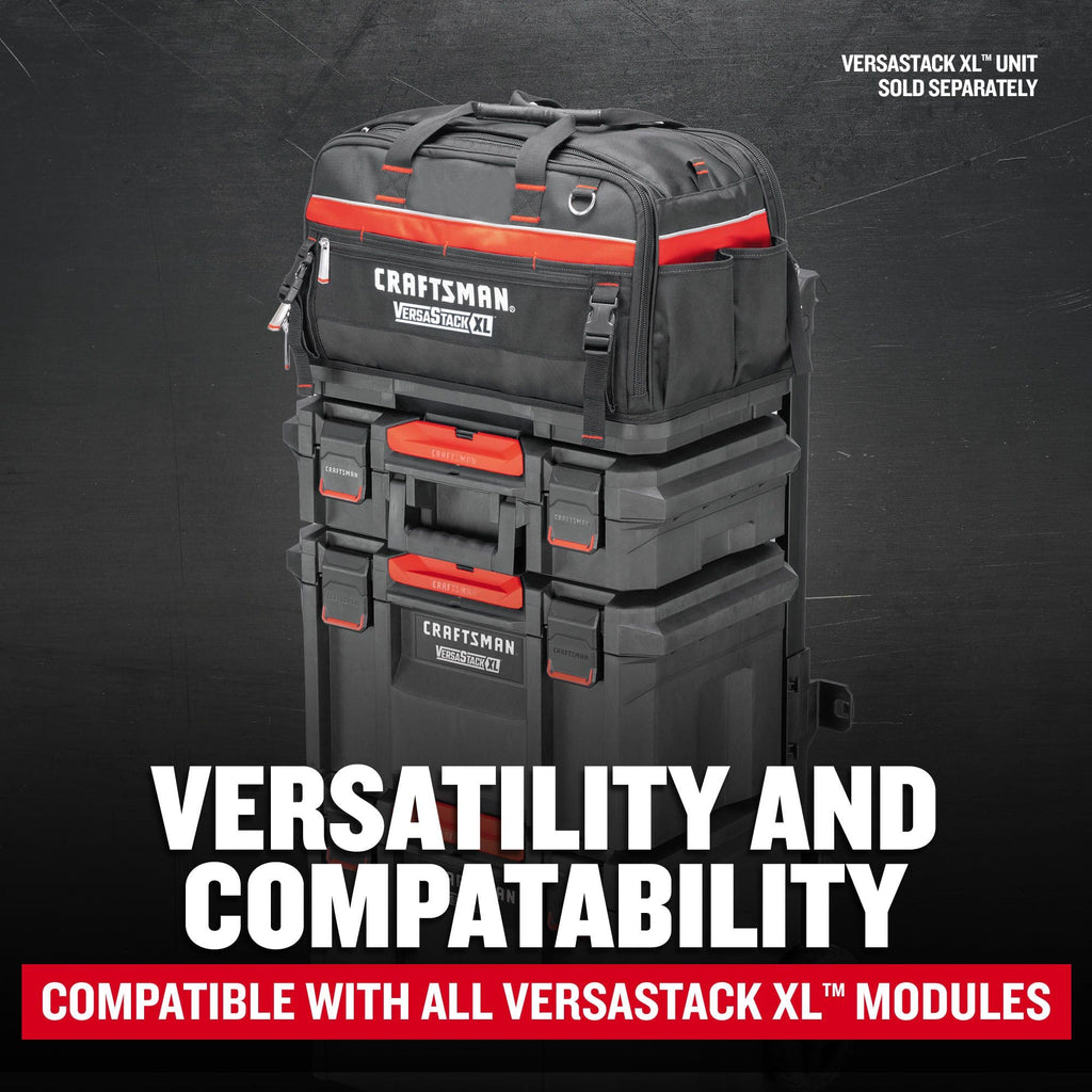 VERSASTACK XL Tool Bag, 22.5”, Durable Polyester, Black and Red (CMST21450)