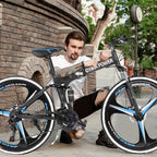 Folding Bike Abcnature 26" Men's Outroad Mountain Bike 21-Speed Full Suspension Bicycle for Women Black