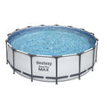 56690E Steel Pro Max 15Ft x 15Ft x 48In Round Metal Frame Above Ground Swimming Pool Set w/ 1000 GPH Pump, Ladder,