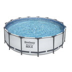 56690E Steel Pro Max 15Ft x 15Ft x 48In Round Metal Frame Above Ground Swimming Pool Set w/ 1000 GPH Pump, Ladder,