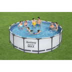 56690E Steel Pro Max 15Ft x 15Ft x 48In Round Metal Frame Above Ground Swimming Pool Set w/ 1000 GPH Pump, Ladder,