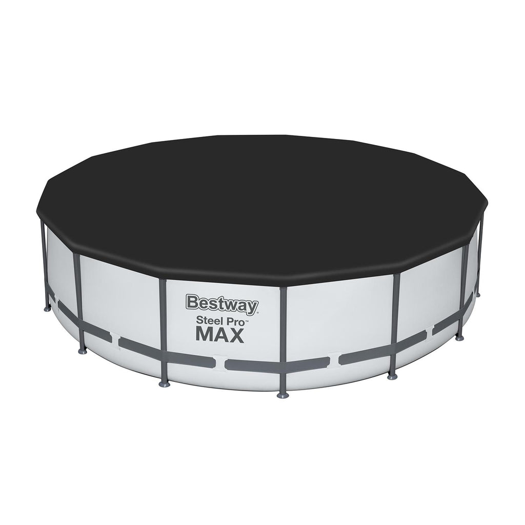 56690E Steel Pro Max 15Ft x 15Ft x 48In Round Metal Frame Above Ground Swimming Pool Set w/ 1000 GPH Pump, Ladder,