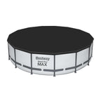 56690E Steel Pro Max 15Ft x 15Ft x 48In Round Metal Frame Above Ground Swimming Pool Set w/ 1000 GPH Pump, Ladder,