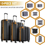 Luggage Sets Clearance 3 Piece Hardshell Lightweight With Spinner Wheels,20 24 28 Inch Suitcase With TSA Lock For Women Travel(black&amp;orange)