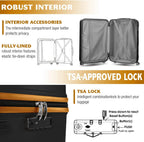Luggage Sets Clearance 3 Piece Hardshell Lightweight With Spinner Wheels,20 24 28 Inch Suitcase With TSA Lock For Women Travel(black&amp;orange)