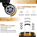 Luggage Sets Clearance 3 Piece Hardshell Lightweight With Spinner Wheels,20 24 28 Inch Suitcase With TSA Lock For Women Travel(black&amp;orange)
