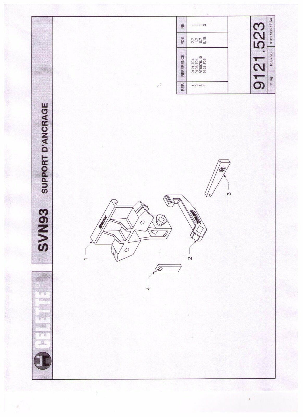 USED CELETTE MULTI FUNCTION SUPPORT BRACKET 9121.523