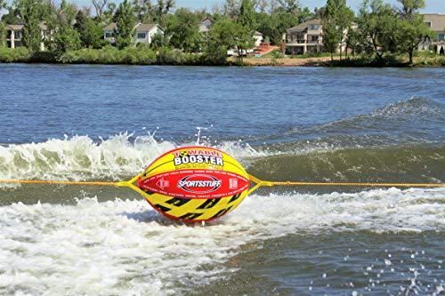 SPORTSSTUFF Towable Booster Tube Yellow, Red, Black, Dimensions inflated (38in x 28in) deflated (45in x 36in)
