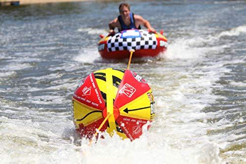 SPORTSSTUFF Towable Booster Tube Yellow, Red, Black, Dimensions inflated (38in x 28in) deflated (45in x 36in)