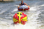 SPORTSSTUFF Towable Booster Tube Yellow, Red, Black, Dimensions inflated (38in x 28in) deflated (45in x 36in)