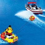 SPORTSSTUFF Towable Booster Tube Yellow, Red, Black, Dimensions inflated (38in x 28in) deflated (45in x 36in)