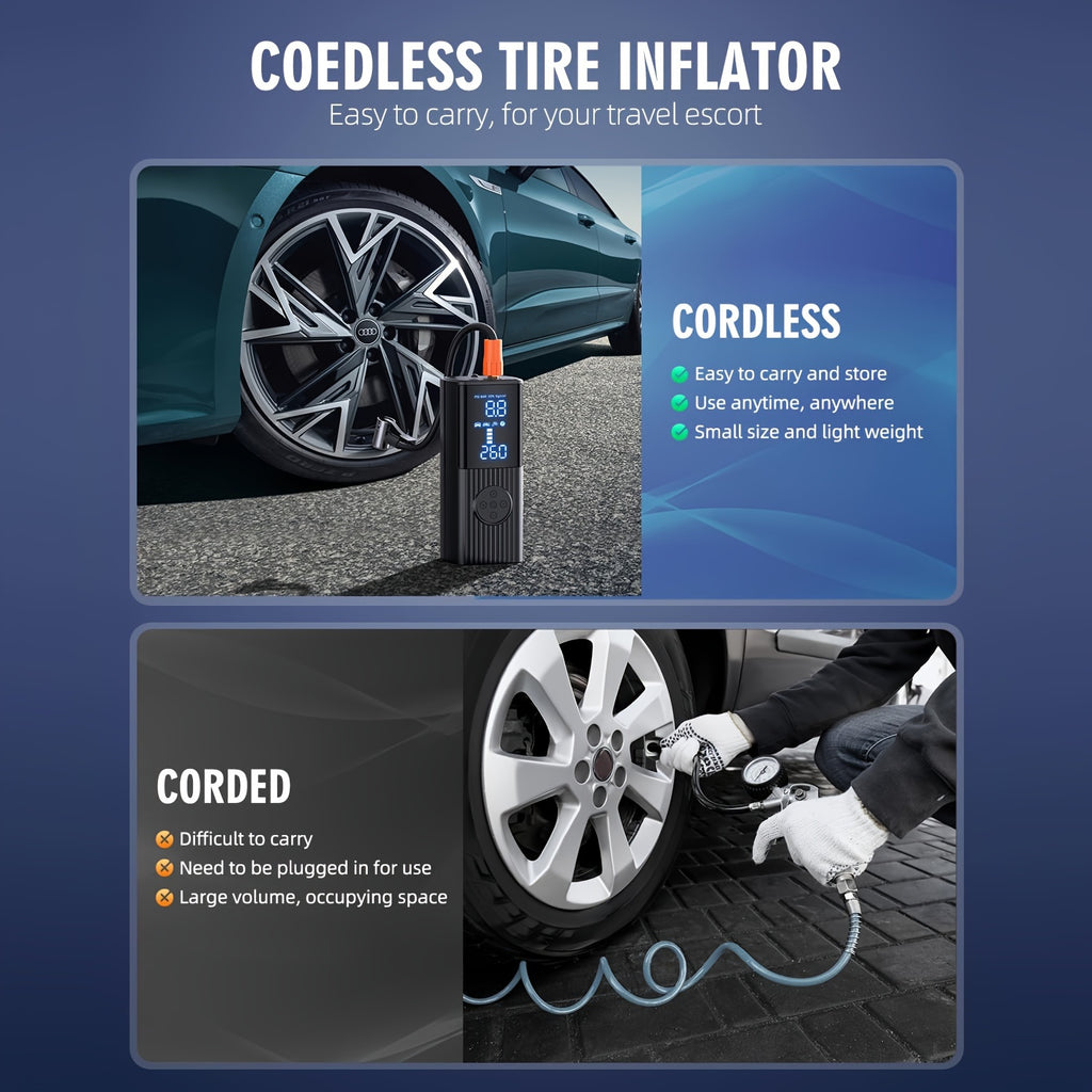 Tire Inflator Portable Air Compressor-180PSI & 20000mAh Portable Air Pump, Accurate Pressure LCD Display, 3X Fast Inflation For Cars,Bikes Balls