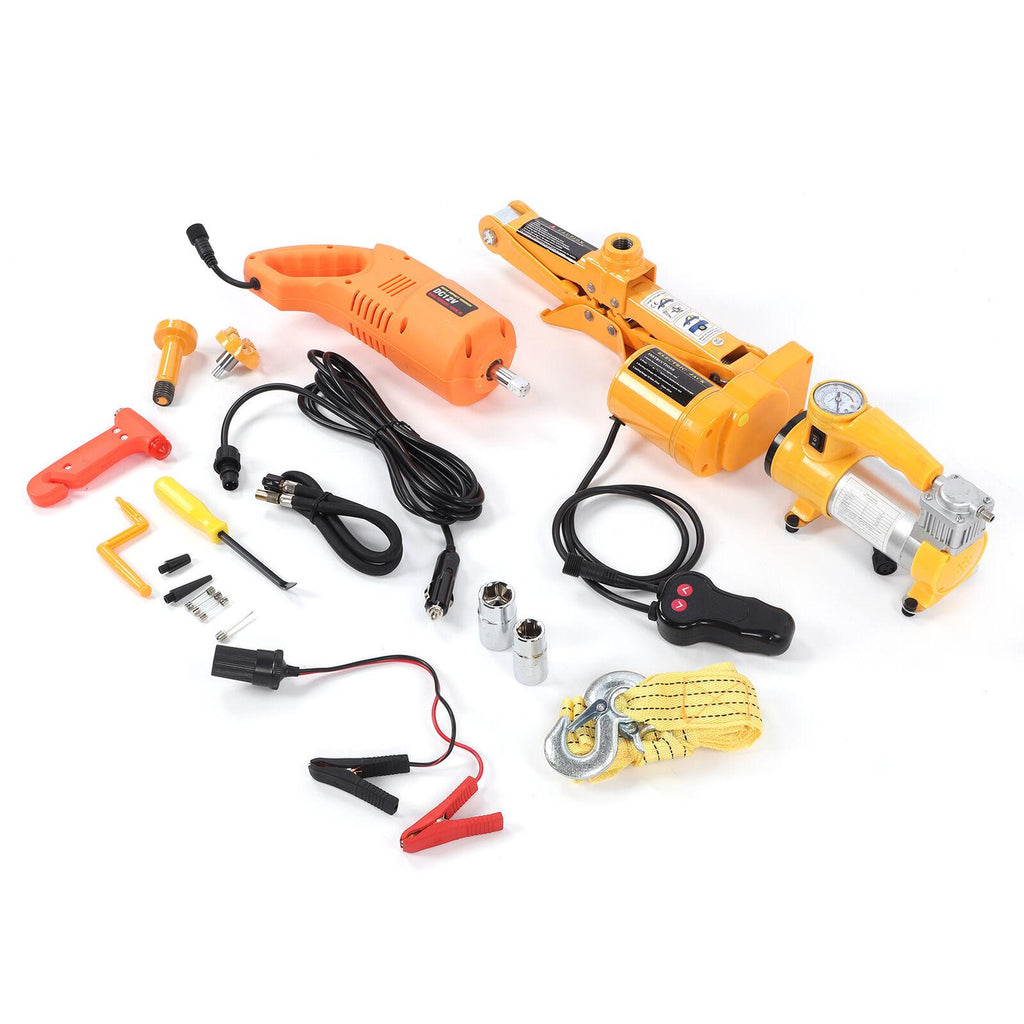 12V Electric Car Jack Tire Lifting Two闁炽儲鍙嘺y Power 3 Tons for Roadside Repair Tool