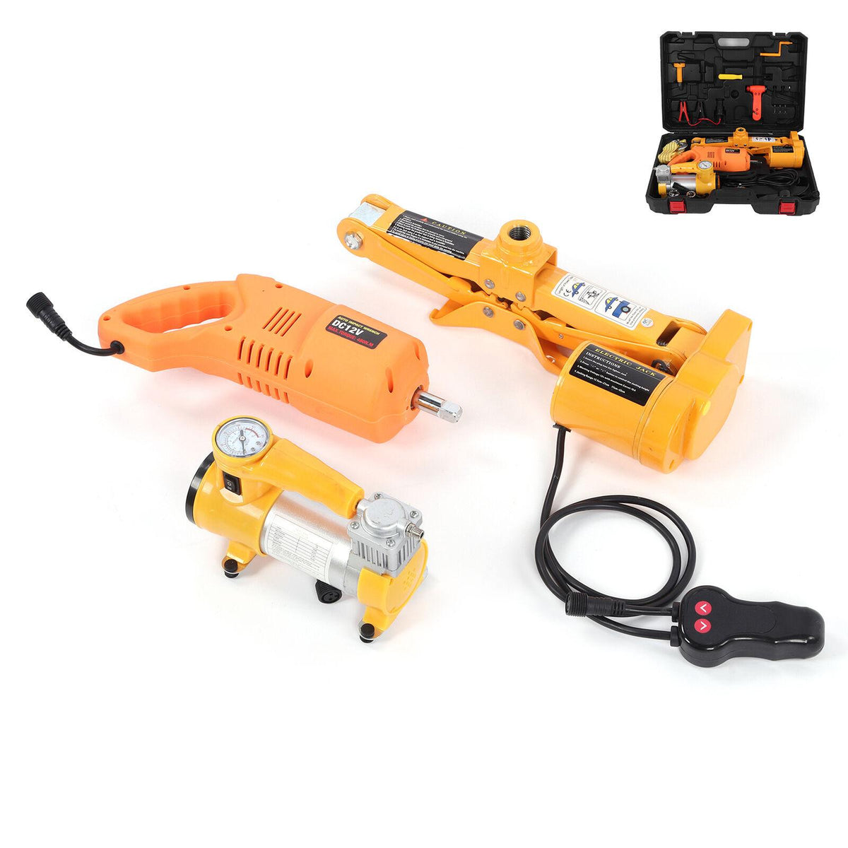 12V Electric Car Jack Tire Lifting Two闁炽儲鍙嘺y Power 3 Tons for Roadside Repair Tool