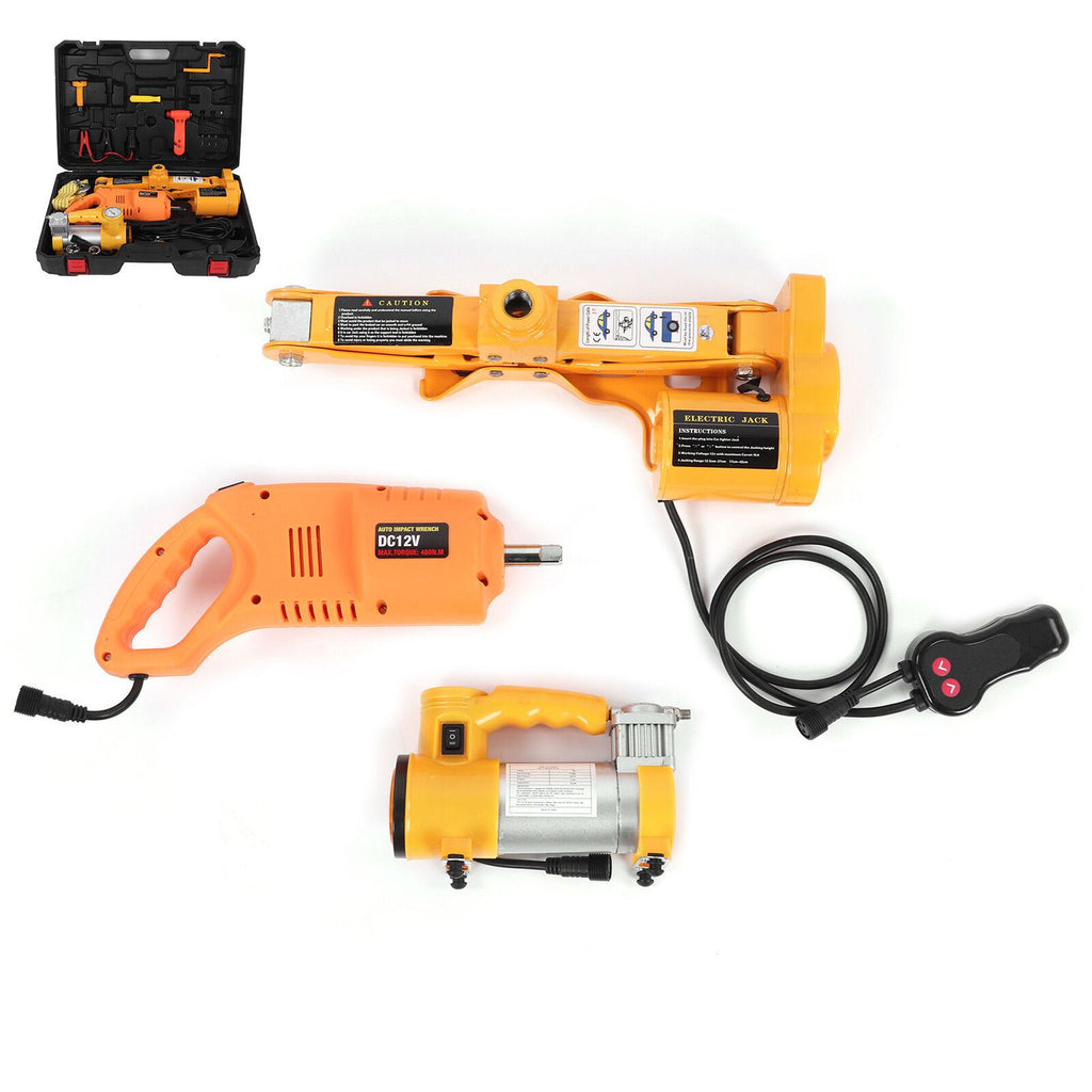 12V Electric Car Jack Tire Lifting Two闁炽儲鍙嘺y Power 3 Tons for Roadside Repair Tool